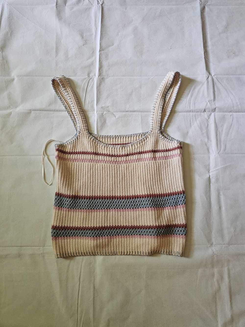 Rails Cream Striped Knit Tank with Pink & Gray Accents